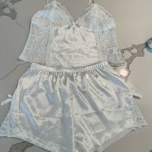 Elegant White Lace Sleepwear Set